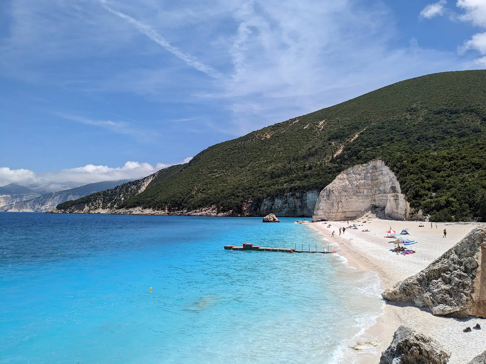 Swimming at the secluded Fteri Beach in Kefalonia, a pristine stop accessible via our RIB boat tours